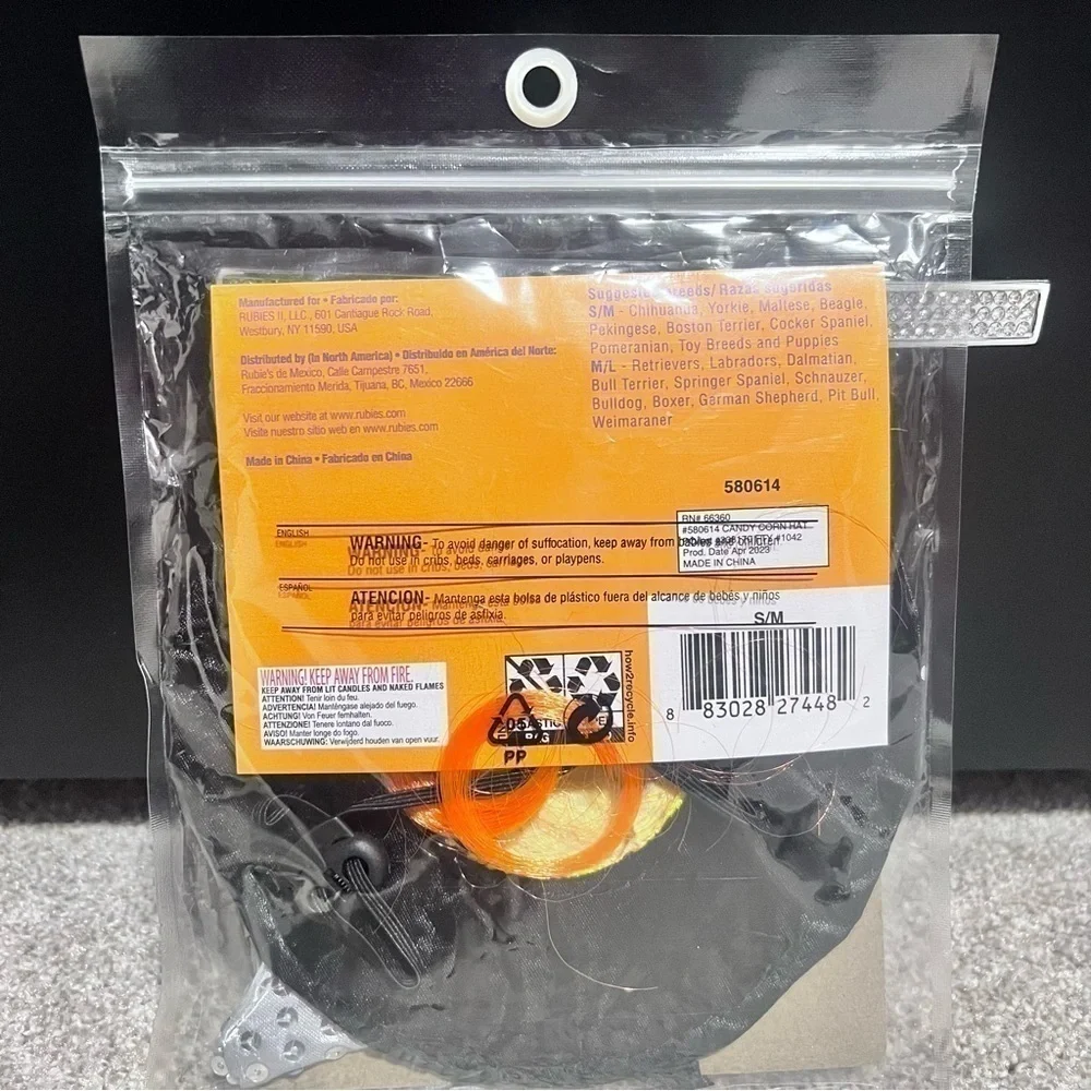 NWT Rubies Pet Shop candy corn hat with orange hair size sm-med dogs